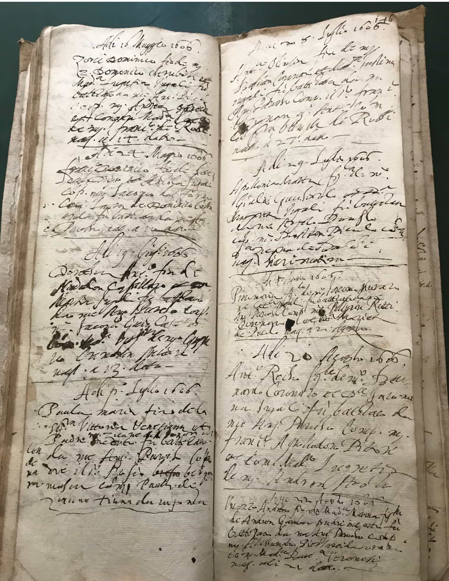 Atto di battesimo di Vincenzo Galilei (ASDPd, Registri dei battesimi, reg. 1, 22 agosto 1606) - Vincenzio Galilei (Padova, 21 agosto 1606 – Firenze, 16 maggio 1649)